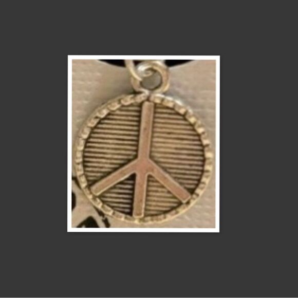 Antique Silver Peace Symbol Sign Earrings - Picture 2 of 2